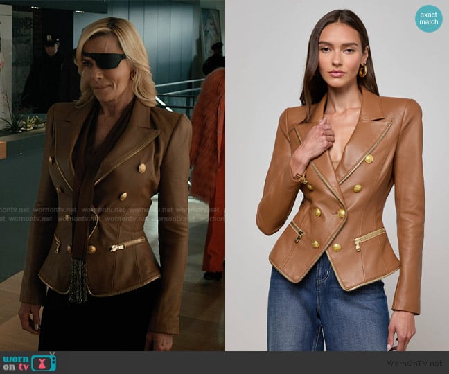 L'Agence Ottilie Leather Blazer worn by Tiff ( Jaime Pressly) on Elsbeth