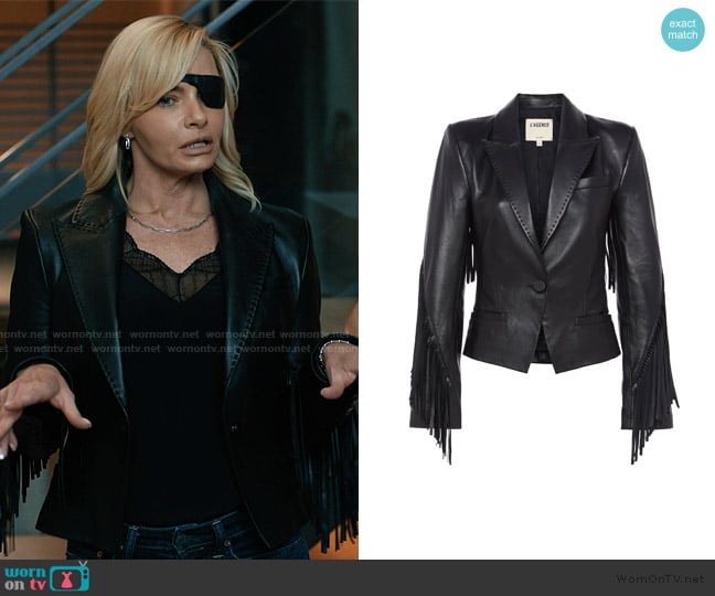 L'Agence Vashti Fringed Leather Blazer worn by Tiff (Jaime Pressly) on Elsbeth