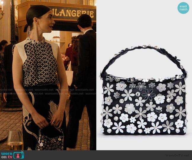 L'Alingi Black Mirror Mia Bag worn by Emily Cooper (Lily Collins) on Emily in Paris