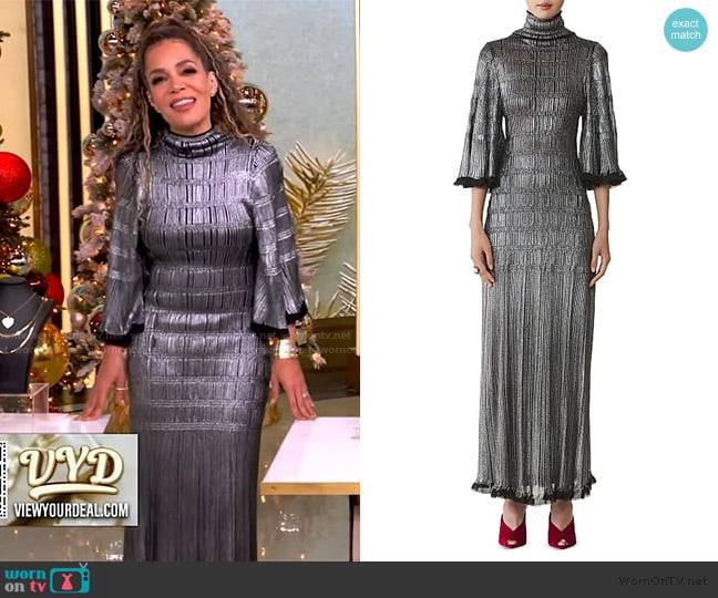 Sunny’s silver metallic dress on The View Sunny’s silver metallic dress on The View