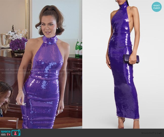 Laquan Smith Sequined halterneck gown worn by Khloe Kardashian (Khloe Kardashian) on The Kardashians
