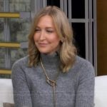 Lara’s grey cropped turtleneck sweater on Good Morning America