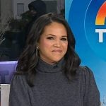 Laura’s grey puff short sleeve sweater and wide-leg pants on Today