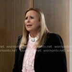 Laura’s pink ruffled blouse on General Hospital