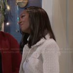 Laura's tweed jacket and skirt set on Beyond the Gates