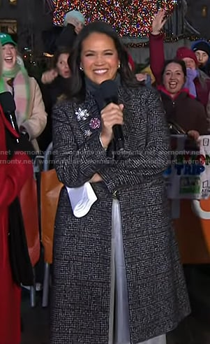 Laura's black plaid coat on Today