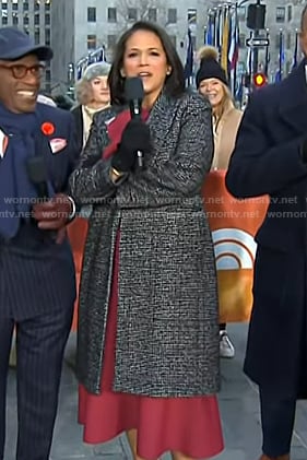 Laura's black plaid coat on Today
