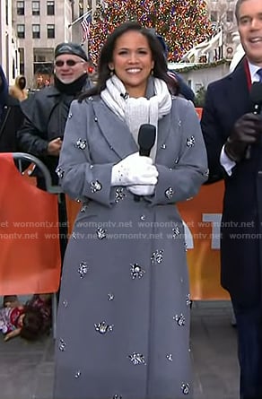 Laura’s grey embellished coat on Today