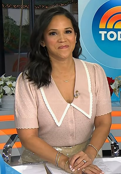 Laura’s pink contrast short sleeve sweater on Today