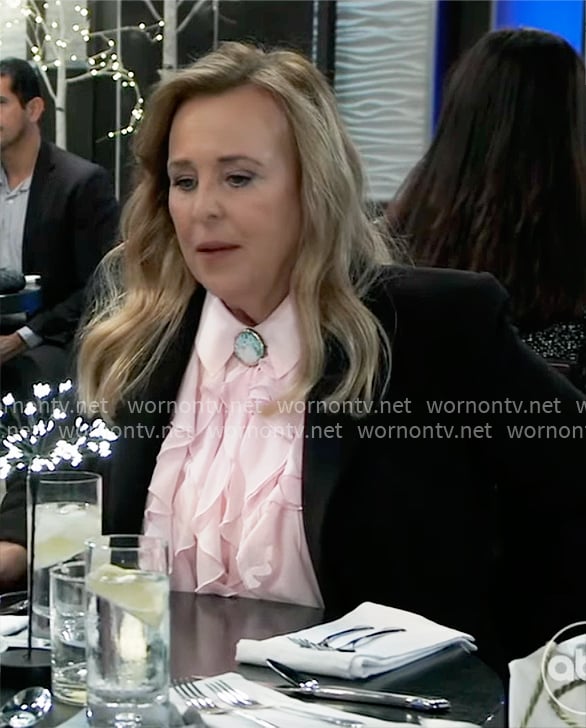 Laura’s pink ruffled blouse on General Hospital
