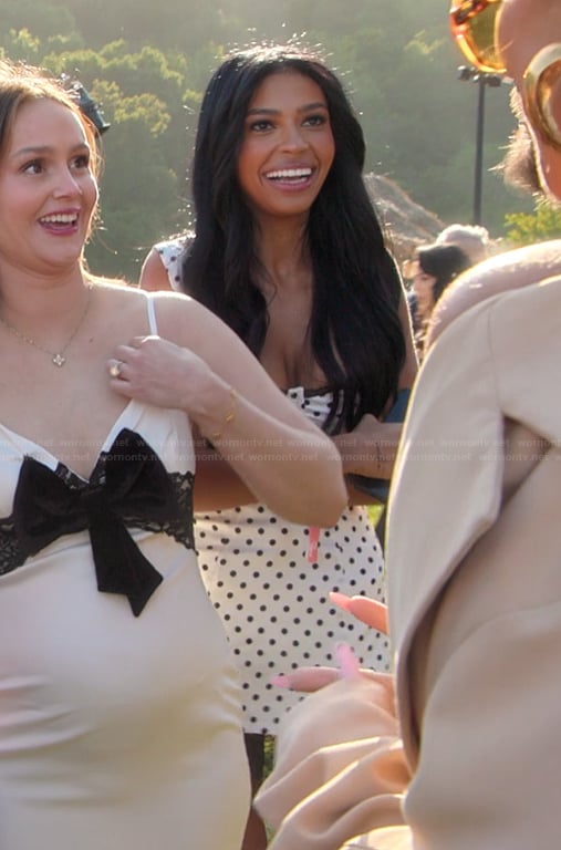 Layla’s white polka dot print mini dress on The Kardashians