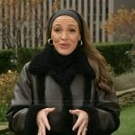 Emily’s fur trim leather coat on Access Hollywood