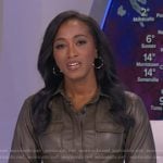 Brittany’s khaki brown leather shirtdress on Good Morning America