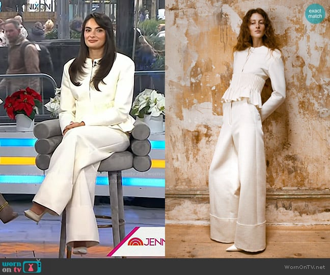 Lein Jane Peplum Blazer in Wool/Cotton worn by Paige Desorbo on Today