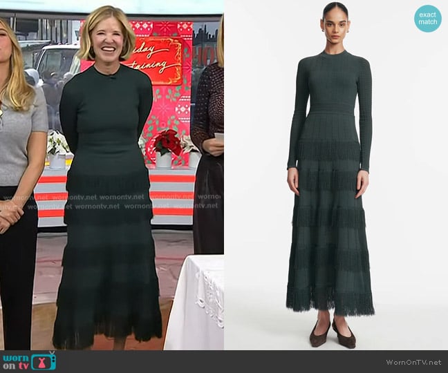 Lela Rose Fringe Detail Knit Piper Dress in Teal worn by Lela Rose on Today