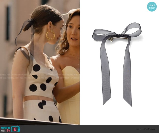 Lelet New York Mini Amy Bow worn by Emily Cooper (Lily Collins) on Emily in Paris