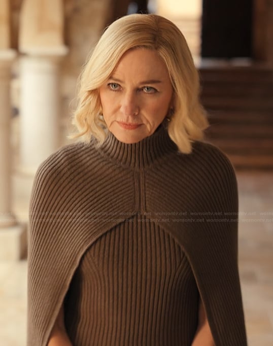 Liberty's green ribbed dress on Alls Fair