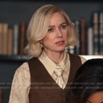 Liberty’s beige monogram button down shirt on Alls Fair