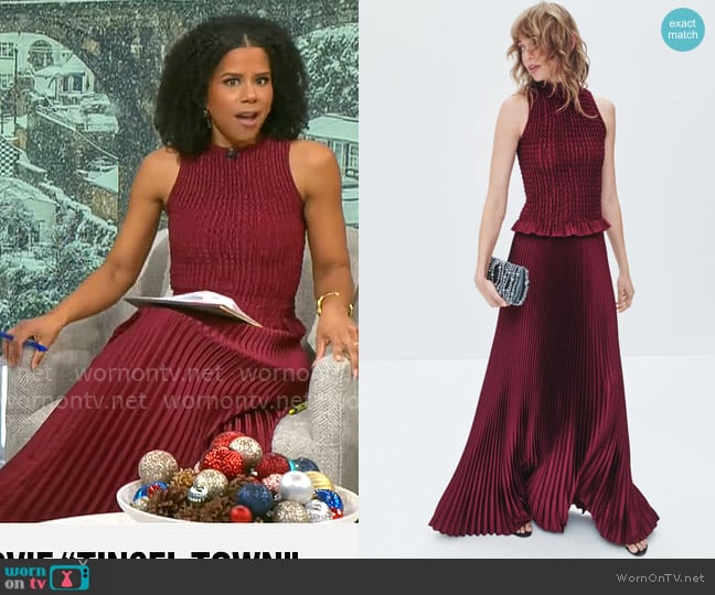 L'IDÉE Bowery Smocked Gown worn by Adriana Diaz on CBS Mornings