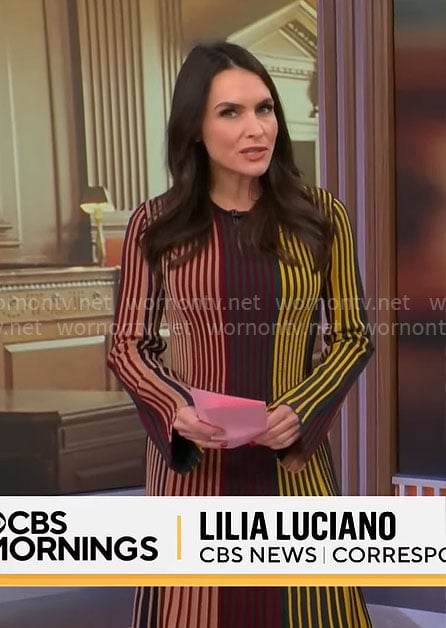 Lilia Luciano's striped long sleeve dress on CBS Mornings