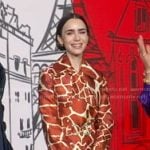 Lily Collins’ orange animal print coat on Good Morning America