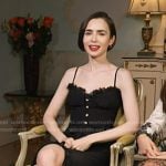 Lily Collins’s black ruffle trim dress on Today