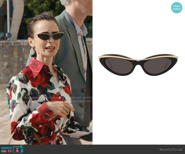 Loewe Cat-Eye Sunglasses worn by Emily Cooper (Lily Collins) on Emily in Paris