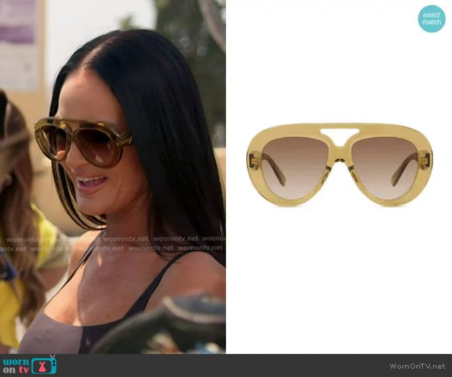 Loewe Curvy Aviator-Style Acetate Sunglasses worn by Lisa Barlow on The Real Housewives of Salt Lake City