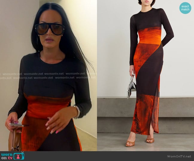 Louisa Ballou High Tide Printed Stretch-jersey Maxi Dress worn by Lisa Barlow on The Real Housewives of Salt Lake City