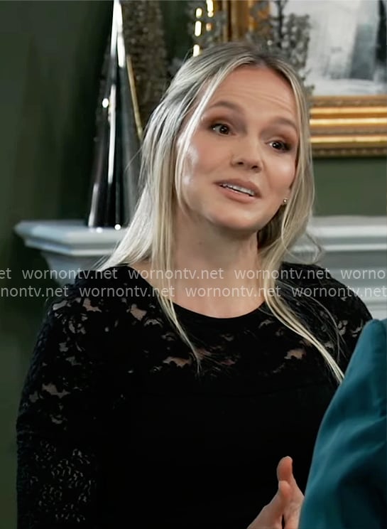 Lulu’s black lace top on General Hospital