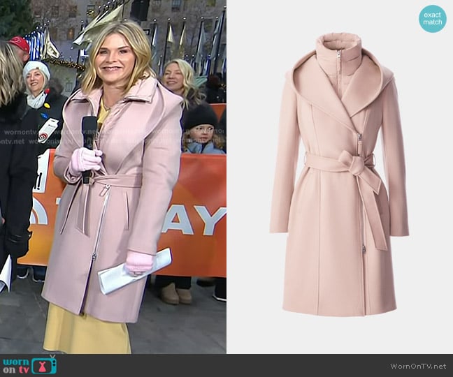 Mackage Shia-SLB 2-in-1 Double Face Wool Coat with Removable Bib in Sepia Rose worn by Jenna Bush Hager on Today