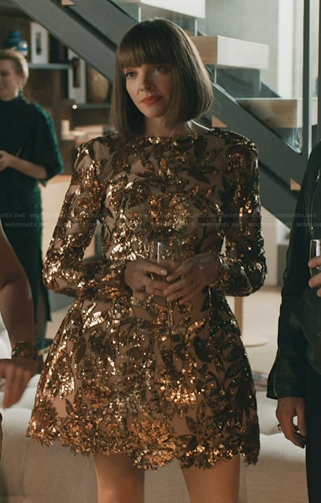 Madison's floral sequined mini dress on Elsbeth