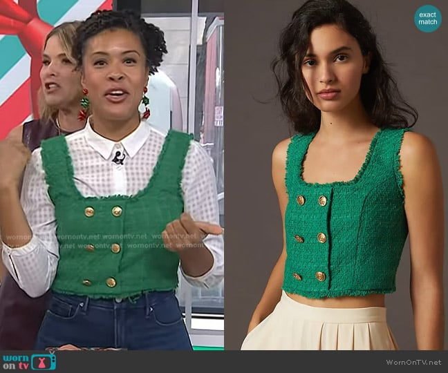 Maeve Tweed Vest worn by Amber Kemp Gerstel on Today