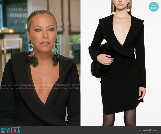 Sutton’s black confessional blazer dress on RHOBH Sutton’s black confessional blazer dress on RHOBH