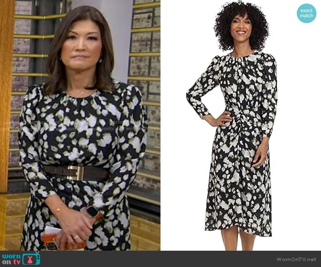 Juju’s black printed midi dress on GMA