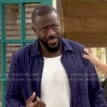 Malcolm’s blue textured stripe shirt on The Neighborhood