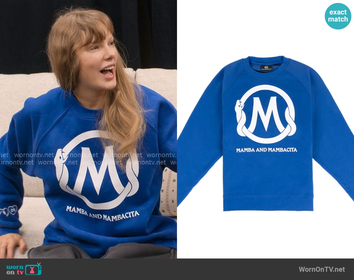 Mamba & Mambacita Royal Blue Crew Sweatshirt worn by Taylor Swift on The End of an Era