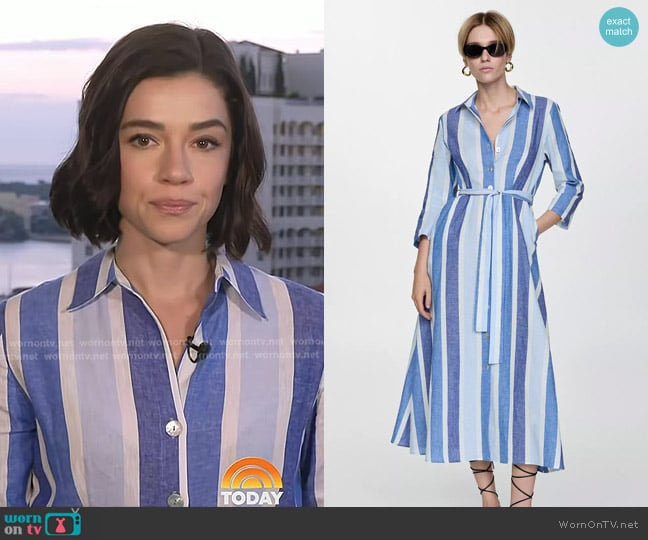 Mango Belted Striped Shirt Dress worn by Julie Tsirkin on Today