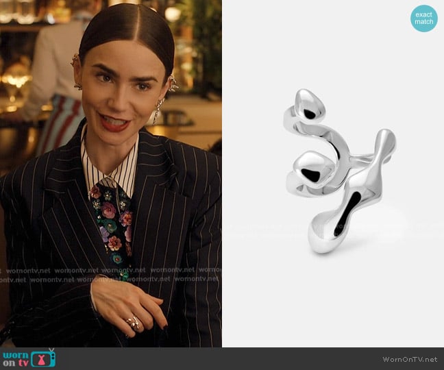 Mara Paris Flux Ring in Silver worn by Emily Cooper (Lily Collins) on Emily in Paris
