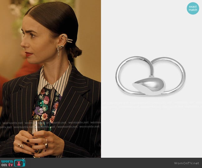 Mara Paris Sense Ring in Silver worn by Emily Cooper (Lily Collins) on Emily in Paris