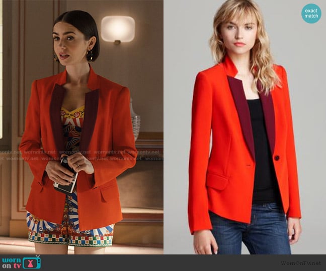 Marc by Marc Jacobs Sparks Crepe Blazer worn by Emily Cooper (Lily Collins) on Emily in Paris