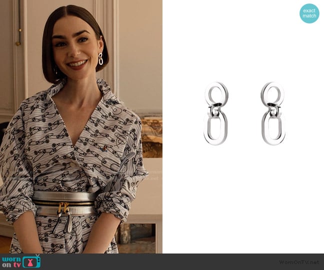 Marc Deloche Athena Earrings worn by Emily Cooper (Lily Collins) on Emily in Paris