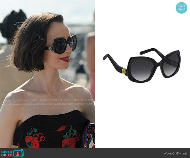 Marc Jacobs 57mm Statement Butterfly Sunglasses worn by Emily Cooper (Lily Collins) on Emily in Paris