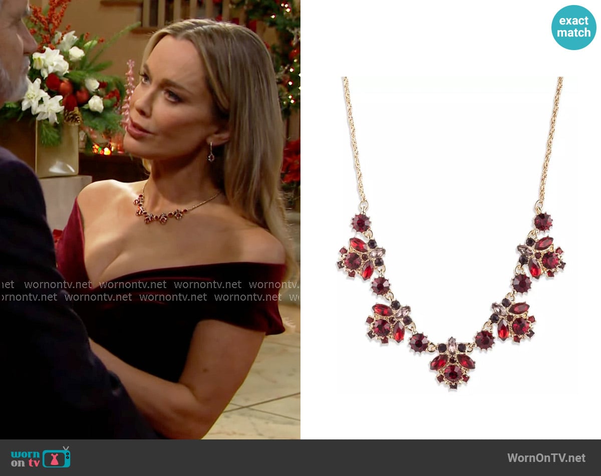 Marchesa Multi-Stone Cluster Statement Necklace worn by Donna Logan (Jennifer Gareis) on The Bold and the Beautiful