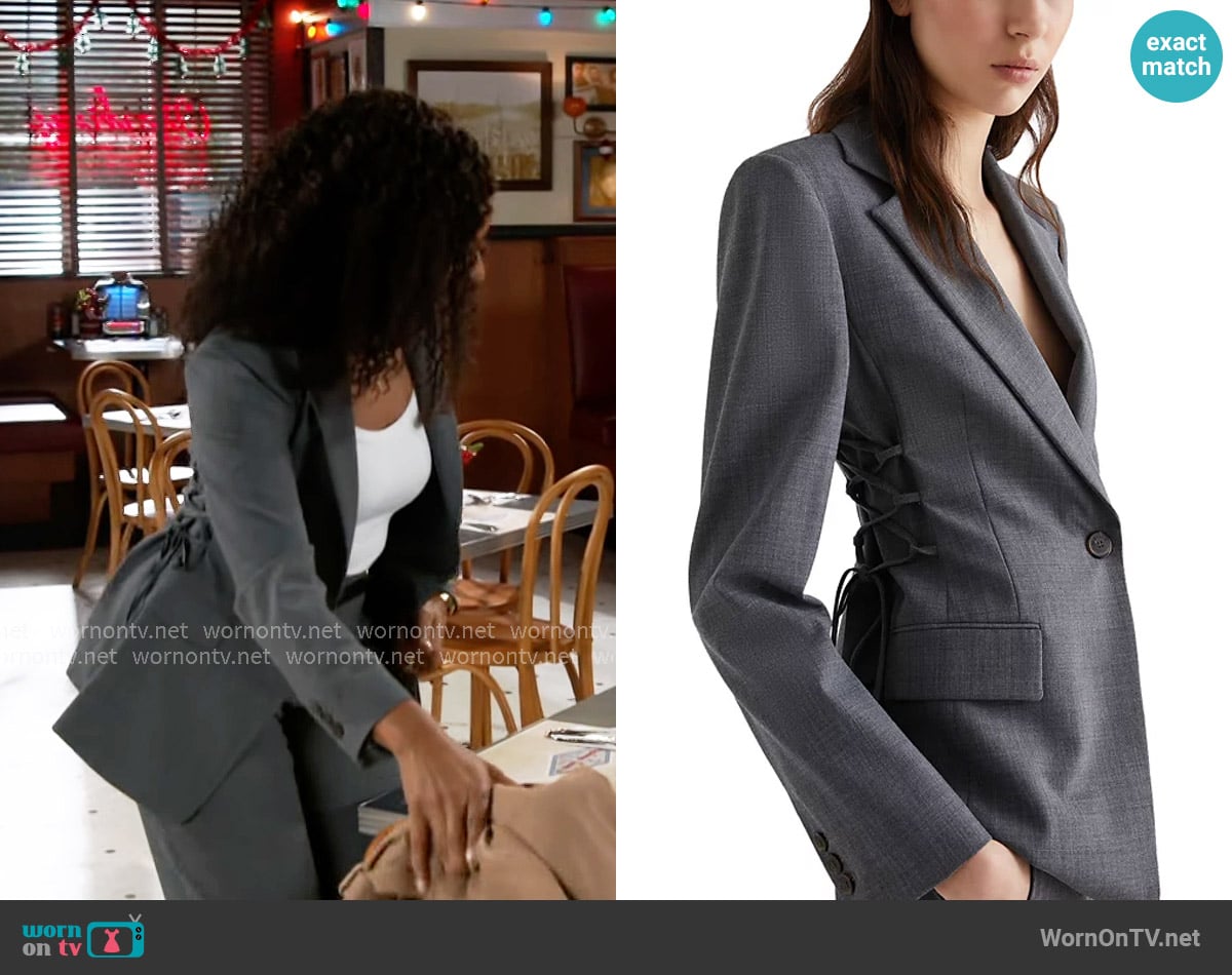 Marella Lace Up Blazer worn by Naomi Hamilton Hawthorne (Arielle Prepetit) on Beyond the Gates