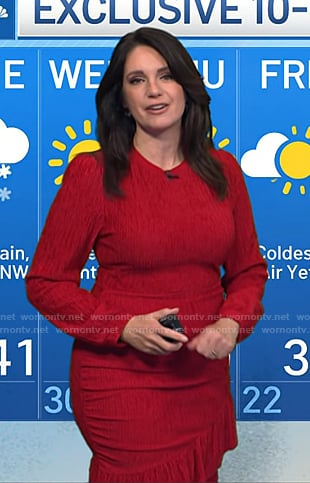 Maria's red ruffle hem dress on Today