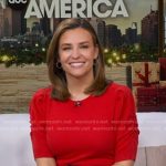 Mary’s red puff short sleeve sweater on Good Morning America