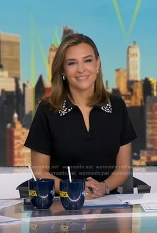 Mary’s black embellished collar top on Good Morning America