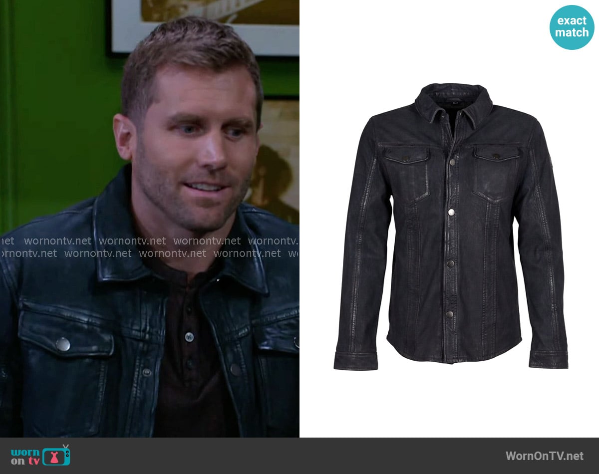 Mauritius Sedro Rf Leather Jacket worn by Derek Baldwin (Ben Gavin) on Beyond the Gates