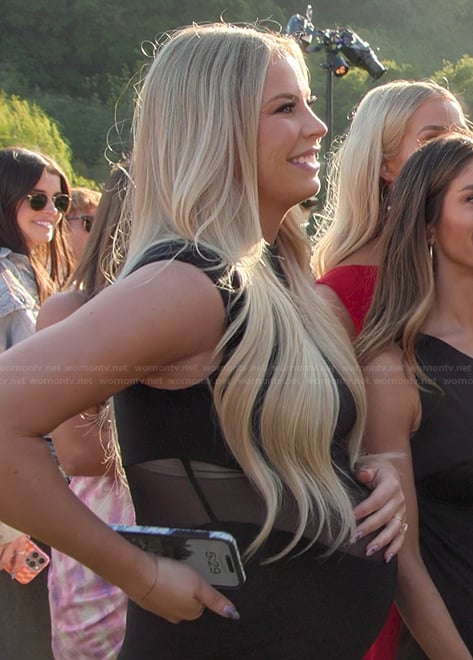 Mayci's black sheer waist dress on The Kardashians